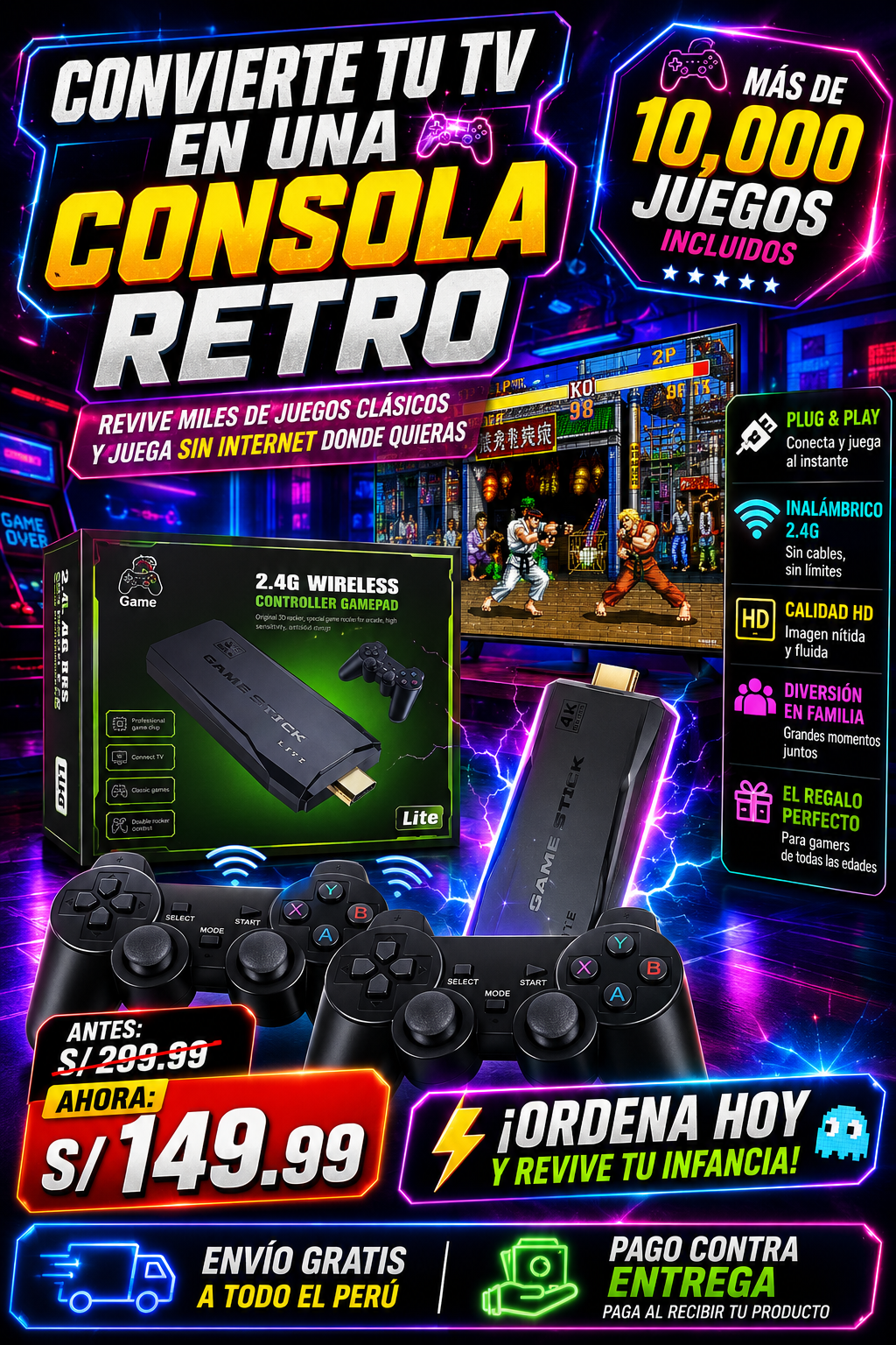 🎮 GAME STICK LITE – PODER GAMER INSTANTÁNEO 🔥